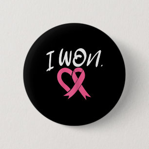 Jag Vann Bröstcancer Medvetenhet Stöd Rosa Band Knapp