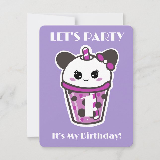 JAG VÄNTAR EN BIRTHDAY-INBJUDAN KAWAII INBJUDNINGAR (Framsida)