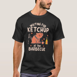 Jag väntar på ketchup på barbecue t shirt