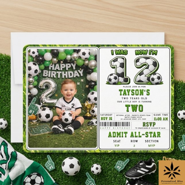 Jag var 1 nu är jag 2 Fotboll – All-Star 2-års föd Inbjudningar (I Was 1 Now I’m 2 Soccer – All-Star 2nd Birthday Invitation
)