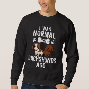 Jag var 2 Dachshunds Ago Red Piebald Lång Ärmad Tröja