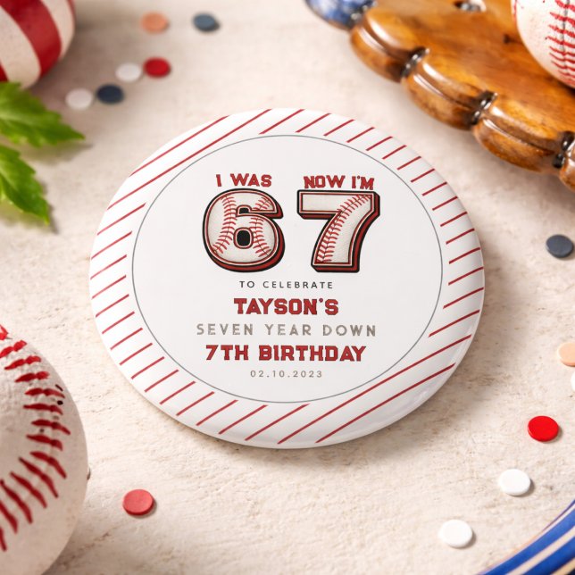 Jag var 6, nu är jag 7 – Baseboll 7-års födelsedag Knapp (I Was 6, Now I’m 7 – Baseball 7th Birthday Button
)