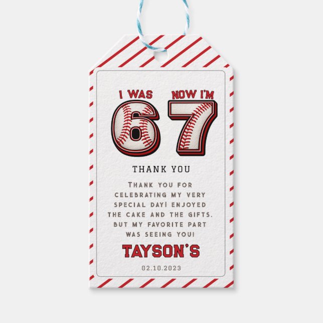 Jag var 6, nu är jag 7 – Baseboll 7-årsdag Presentetikett (Framsidan)