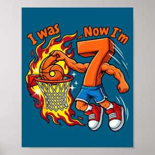 Jag var 6 nu är jag 7 basket 6 7 födelsedag poster