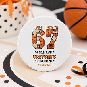 Jag var 6 nu är jag 7 Basket – 7-års födelsedagsfe Runt Klistermärke