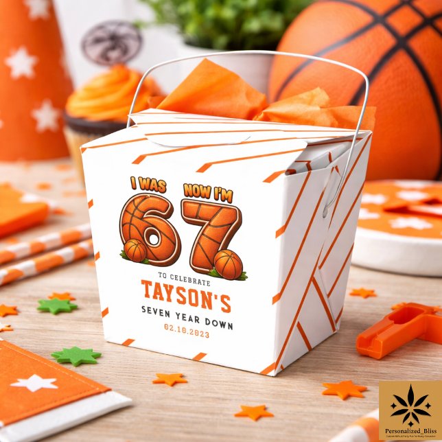 Jag var 6, nu är jag 7 Basketfödelsedag – All-Star Presentaskar (I Was 6, Now I’m 7 Basketball – All-Star Birthday Party favor box)