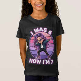 Jag var 6 nu är jag 7 Cool tjej dabbar 7-års födel T Shirt