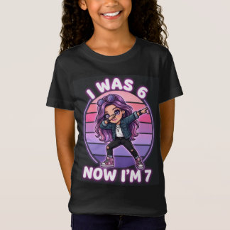 Jag var 6 nu är jag 7 Cool tjej dabbar 7-års födel T Shirt