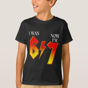 Jag var 6 nu är jag 7 födelsedag rolig sex sju mem t shirt