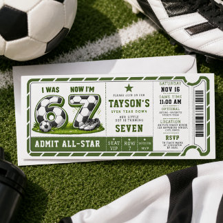 Jag var 6, nu är jag 7 Fotboll Amerika 7-årsdag Inbjudningar