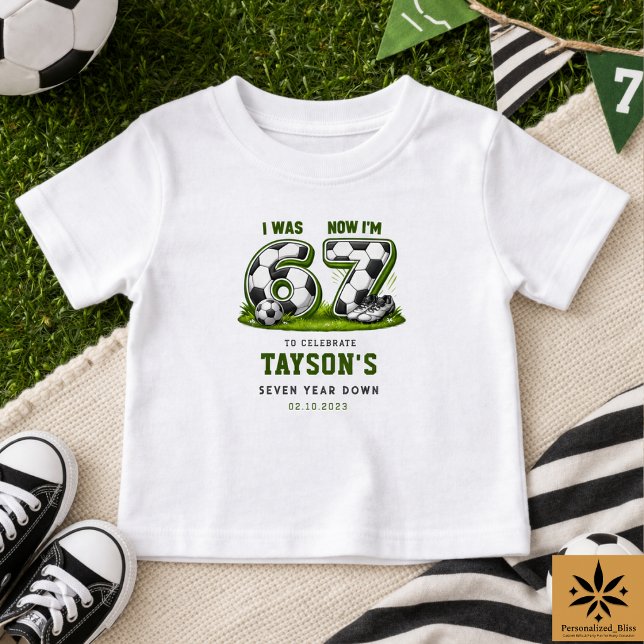Jag var 6, nu är jag 7 fotbollsfödelsedag – All-St T Shirt (I Was 6, Now I’m 7 Soccer Birthday – All-Star Part Baby T-Shirt
)