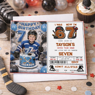 Jag var 6, nu är jag 7 – Hockey 7-års födelsedagsf Inbjudningar