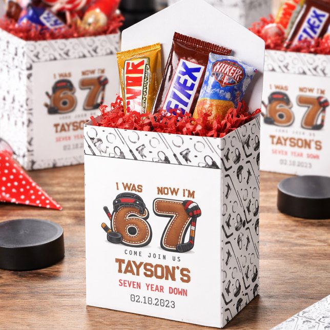 Jag var 6, nu är jag 7 – Hockey 7-års födelsedagsf Presentaskar (I Was 6, Now I’m 7 – Hockey 7th Birthday Party Favor Boxes
)