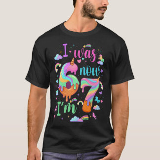 Jag Var 6 Nu Är Jag 7 Meme Enhörning Glasskon 7E T Shirt