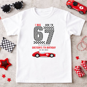 Jag Var 6 Nu Är Jag 7 Racing Pojke Födelsedagsfest T Shirt