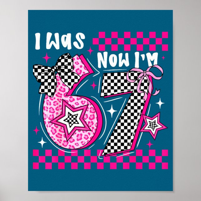 Jag var 6 nu är jag 7 Rolig 7-årsdag blir sju Poster (Framsidan)