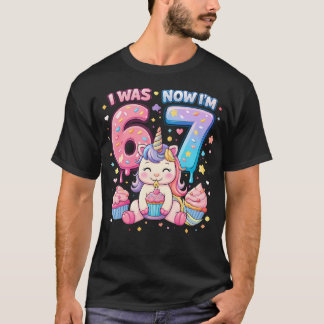 Jag Var 6 Nu Är Jag 7 Sjunde Födelsedagsflicka Enh T Shirt