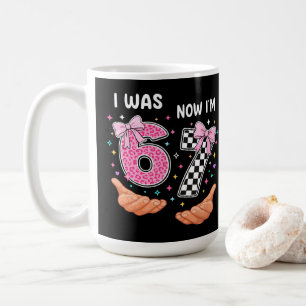 Jag var 6 nu är jag 7 söta födelsedagsnummer kaffemugg