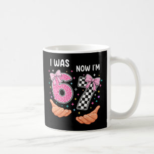 Jag var 6 nu är jag 7 söta födelsedagsnummer kaffemugg