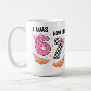 Jag var 6 nu är jag 7 söta födelsedagsnummer kaffemugg