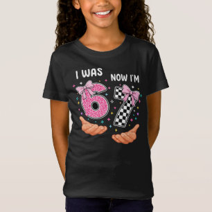 Jag var 6 nu är jag 7 söta födelsedagsnummer t shirt
