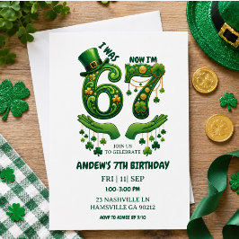 Jag var 6 nu är jag 7 St. Patrick's Day pojke föde Inbjudningar