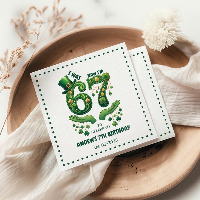 Jag var 6 nu är jag 7 St. Patrick's Day pojke föde Pappersservett (I Was 6 Now I’m 7 St. Patrick’s Day Boy Birthday Napkins
)