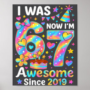 Jag var 6 nu är jag 7 Tie Dye Födelsedag Super sed Poster