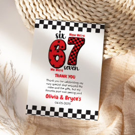 Jag var 6, nu är jag 7 – Tvillingarnas 7-årsfest f Tack Kort