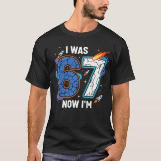 Jag var 6 nu är jag 7 Yttre rymden 7-årsdag T Shirt