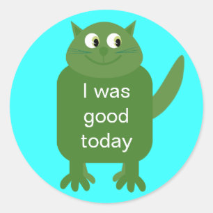 Jag var Bra idag Cat Stickers i Tecknaden Cute Grö Runt Klistermärke