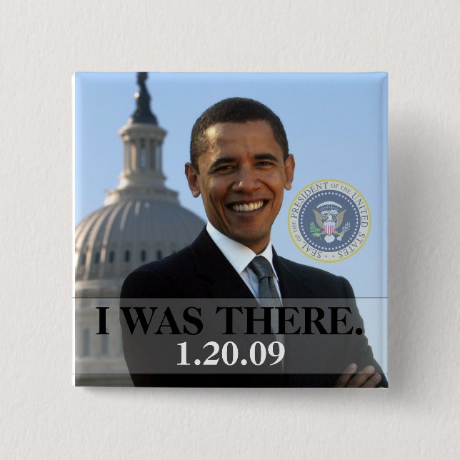 JAG VAR DÄR - President Obama History (Square) Knapp (Framsida)