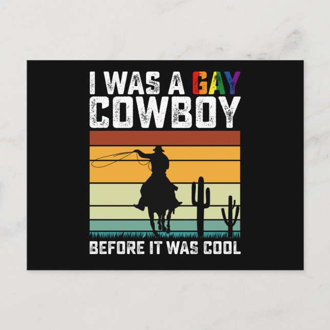 Jag var en Gay Cowboy innan det var Coola HBT Vykort (Framsida)