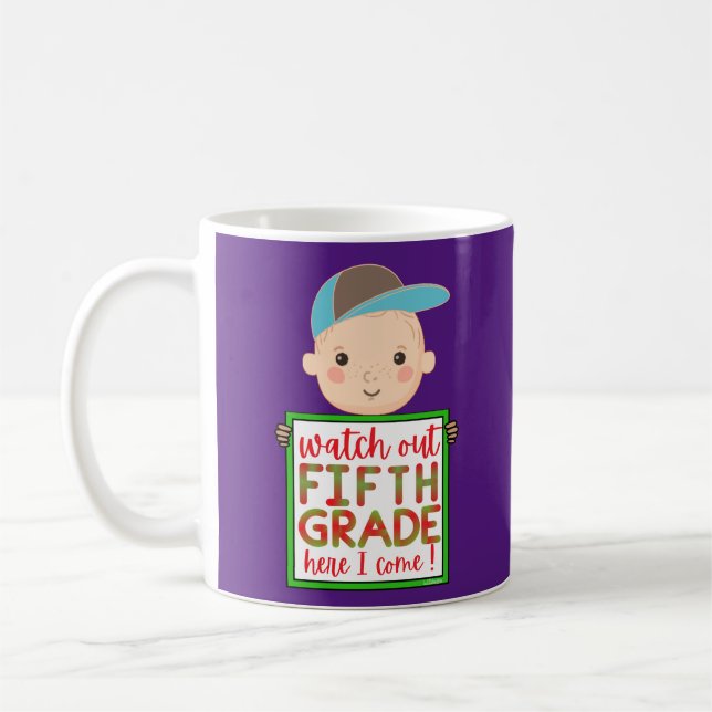JAG VAR FEMTE KLASS HÄR I KOM rolig söt Kaffemugg (Vänster)