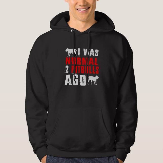 Jag var för 2 Pitbullar sedan Hund Hoodie (Framsida)