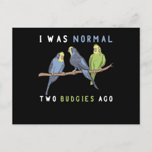 Jag var normal två Budgies Ago Budgie Bird Vykort