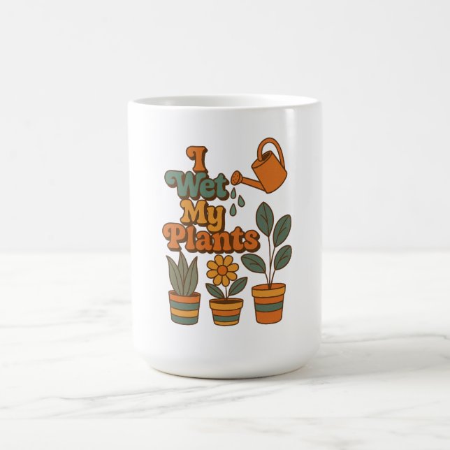 Jag vattnar mina växter – Retro 70-talsränder Magisk Mugg (Center)