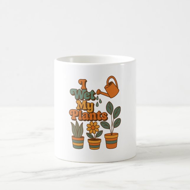 Jag vattnar mina växter – Retro 70-talsränder Magisk Mugg (Center)