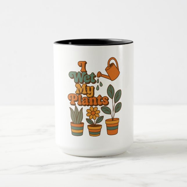 Jag vattnar mina växter – Retro 70-talsränder Mugg (Center)