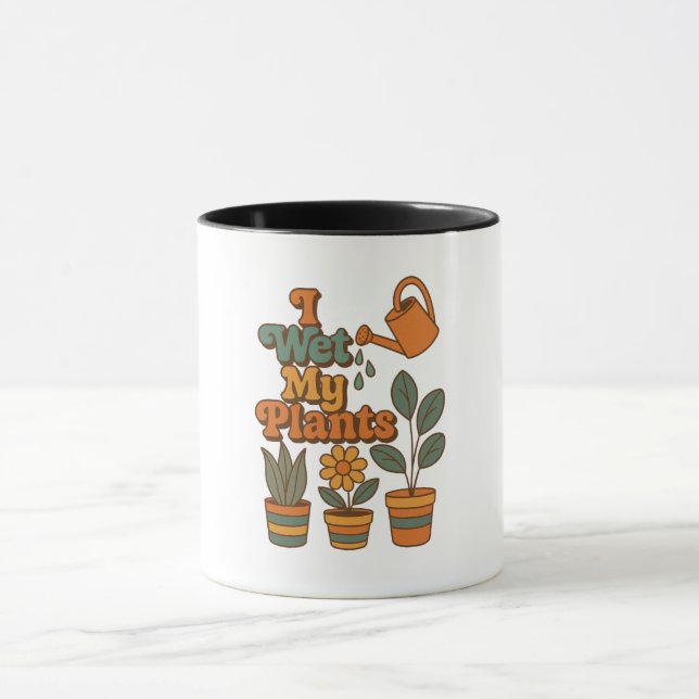 Jag vattnar mina växter – Retro 70-talsränder Mugg (Center)