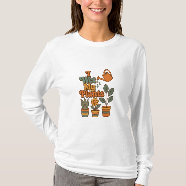Jag vattnar mina växter – Retro 70-talsränder T Shirt (Framsida)