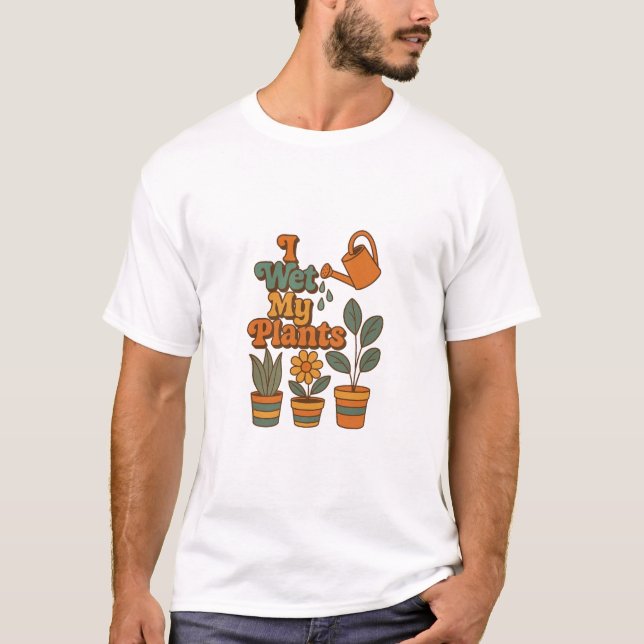 Jag vattnar mina växter – Retro 70-talsränder T Shirt (Framsida)