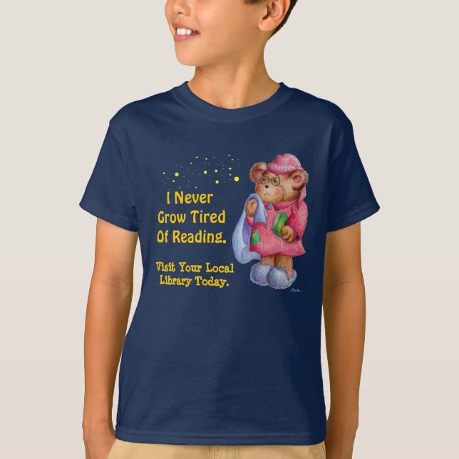 Jag växer aldrig trött av läsning t shirt (Framsida)