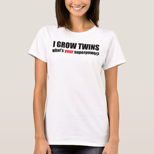 Jag växer roligt moderskap för twillingar tee shirt (Framsida)
