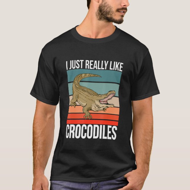 Jag Verkligen gillar bara krokodiler Retro Croc Re T Shirt (Framsida)