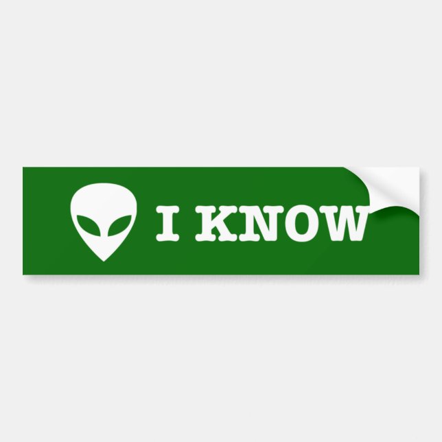 Jag vet (Alien UFO) Bumper Sticker Bildekal (Framsidan)