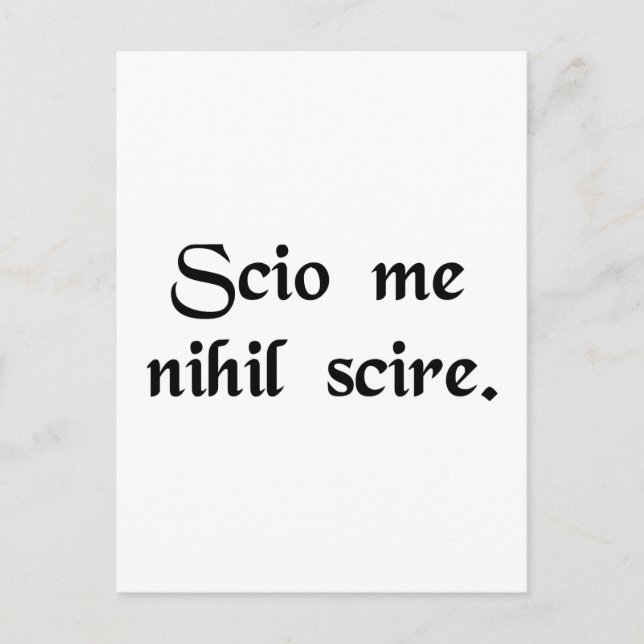 Jag vet att jag inte vet någonting. vykort (Framsida)