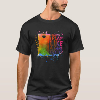 Jag vet att jag leker som en tjej multifärgad korn t shirt