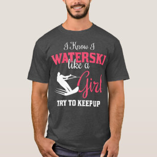 Jag vet att jag Waterski gillar en flicka T Shirt