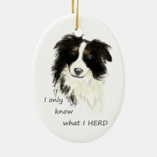 Jag vet bara vad jag har besatt Gräns Collie Hund Julgransprydnad Keramik